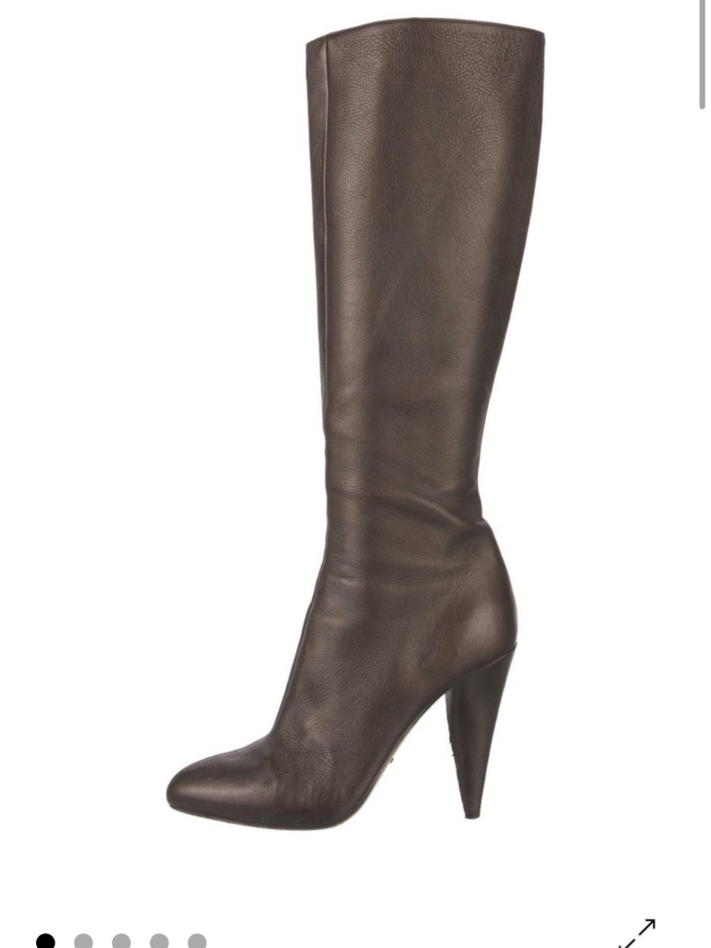 Prada Tall Pointed-Toe Leather Heeled Boots - Brown